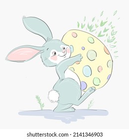 easter bunny with a beautiful egg