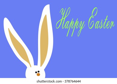 Easter Bunny with big ears. Easter card. Vector illustration.