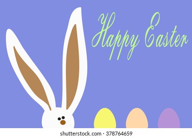 Easter Bunny with big ears. Easter card. Vector illustration.