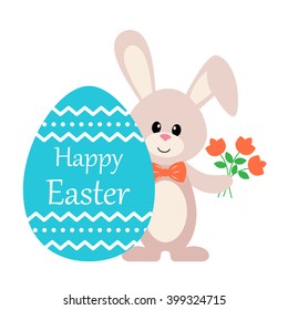 easter bunny with big egg and flower
