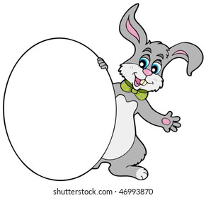 Easter bunny with big egg - vector illustration.