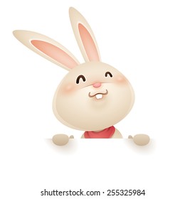 Easter bunny with big sign