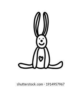 El conejo de Pascua. Conejo de Semana Santa con orejas grandes. Ilustración vectorial dibujada a mano en el estilo de doodle.  Diseño para Pascua