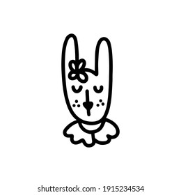 The Easter bunny. Big-eared Easter rabbit.Hand-drawn vector illustration in the doodle style.  Design for Easter