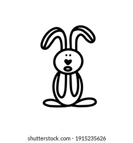 The Easter bunny. Big-eared Easter rabbit.Hand-drawn vector illustration in the doodle style.  Design for Easter