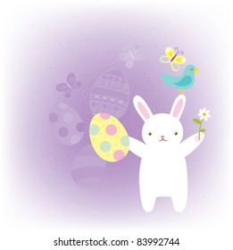 easter bunny and bird, contains a gradient mesh