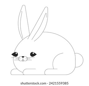 Easter bunny black and white 2D line cartoon character. Eastertide rabbit isolated vector outline animal. Paschal easterbunny. Rodent domestic. Cute fluffy hare monochromatic flat spot illustration