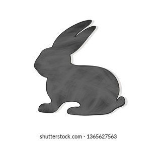 Easter bunny blackboard, unlabeled black board, Animal Rabbit board,  
Vector illustration isolated on white background
