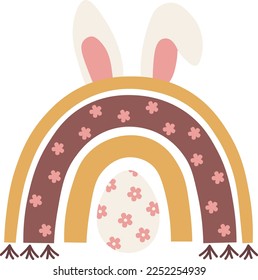  Easter Bunny Boho Rainbow  isolated Vector illustration on white background