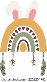  Easter Bunny Boho Rainbow  isolated Vector illustration on white background