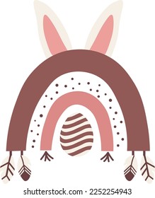  Easter Bunny Boho Rainbow  isolated Vector illustration on white background