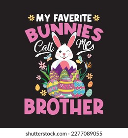 easter bunny brother t shirt design graphic template