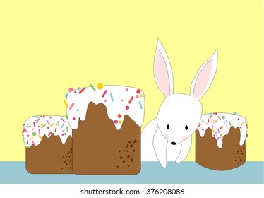 Easter bunny with cakes