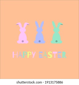 easter bunny. easter card with colorful rabbits