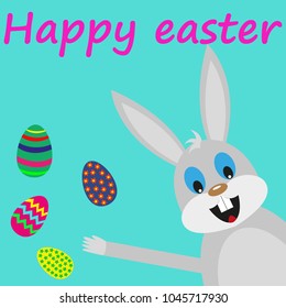 Easter bunny card with eggs 