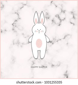 Easter bunny card with marble background