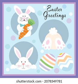 Easter bunny, carrot and egg for easter greeting card