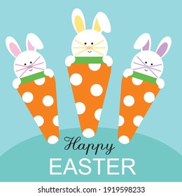 Easter bunny and carrot for easter greeting card