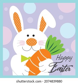 Easter bunny and carrot for easter greeting card