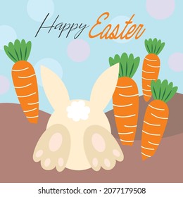 Easter bunny and carrot for easter greeting card