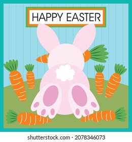 Easter bunny and carrot for easter greeting card