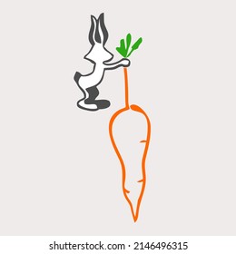 Easter bunny with carrot,vector illustration