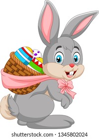 Easter Bunny carrying basket of Easter egg