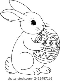 Osterhase mit einer verzierten Ostereier-Färbeseite