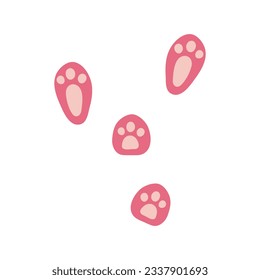 Easter bunny cartoon footprint shape icon. Cute pink kawaii rabbit track symbol for egg hunt illustration