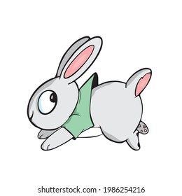 Easter bunny cartoon illustration on white background Vector illustration