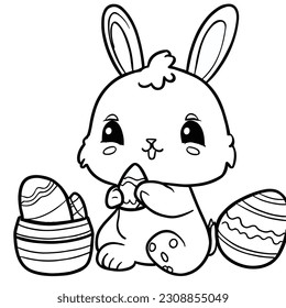 An Easter bunny cartoon rabbit Easter egg illustration.