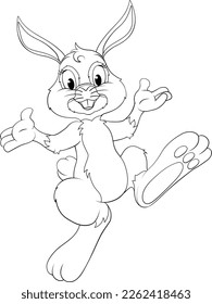 An Easter bunny cartoon rabbit hopping or dancing illustration