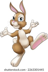 An Easter bunny cartoon rabbit hopping or dancing illustration