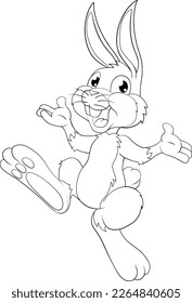 An Easter bunny cartoon rabbit hopping or dancing illustration