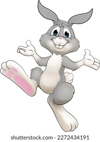 An Easter bunny cartoon rabbit hopping or dancing illustration