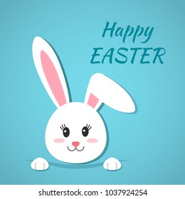 Easter bunny in a cartoon style. greeting card or poster. Vector illustration. concept of spring and Easter holidays