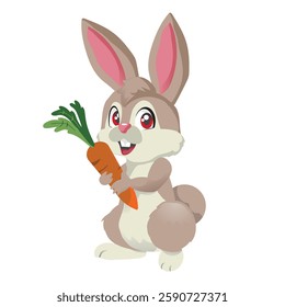 Easter bunny in cartoon style, vector illustration.