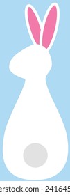 Easter bunny in cartoon style. White rabbit template