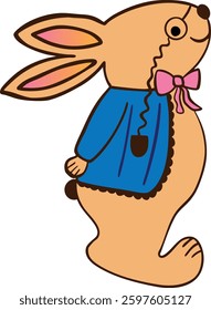 Easter bunny. Cartoon vector illustration. Isolated background 