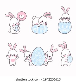 Easter bunny character design of vector. Cartoon illustration.