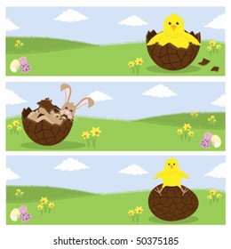 Easter Bunny and Chick banners , each individually grouped.