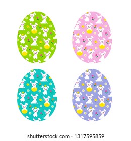 Easter bunny and chick pattern eggs
