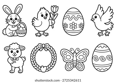 Easter bunny chick sheep bird eggs butterfly wreath