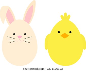 Easter Bunny and Chick vector illustration