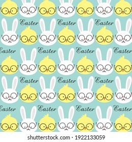 Easter bunny and chicken pattern for easter gift wrap