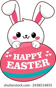 Easter bunny with chocolate egg, happy easter, illustration, vector, for backgrounds