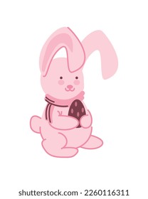 conejo de pascua e icono de huevo de chocolate aislado