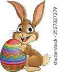 The Easter bunny and chocolate Easter egg rabbit cartoon