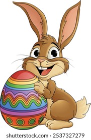 The Easter bunny and chocolate Easter egg rabbit cartoon