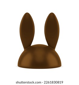 Easter bunny chocolate long ears holiday candy dessert treat decorative design realistic 3d icon vector illustration. Edible hare rabbit hat festive bauble brown sugar confectionery delicious